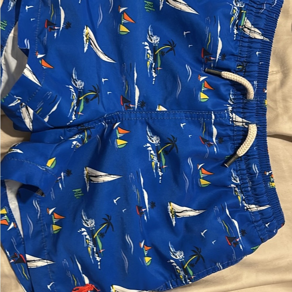 Blue Swim Shorts with Nautical Print